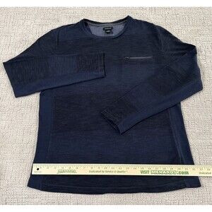 Calvin Klein Mens Zipper Pocket Long Sleeve Shirt Navy Armada Size Large